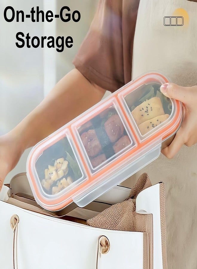 Frezonika 2 Pack Stainless Steel Snack Containers, Reusable Lunchable Container With Lids, 2 Compartment Metal Bento Snack Box For Work, Home, Travel - Image 4